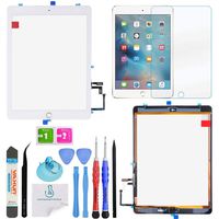 OmniRepairs Touch Screen Glass Digitizer Assembly OEM Replacement with Home Button Compatible for iPad 5 (5th Generation) Models A1822 A1823 with Adhesive Tape and Premium Repair Toolkit (Gold)