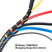 XHF 8mm(Wrapping Range:6mm-60mm) Spiral Cable Wrap Spiral Wire Wrap Cord for Computer Electrical Wire Organizer Sleeve Hose RoHS Black (Dia 8MM-Length 10M)