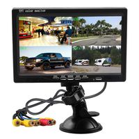 Hikity Quad Split Monitor 7 Inch HD Screen TFT LCD Video Displays for Home CCTV Surveillance Security System, Windshield Style Parking Dashboard Monitor for Car Backup Camera