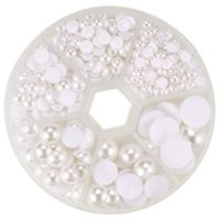 PH PandaHall 690pcs 6 Sizes White Flat Back Pearl Cabochon Flat Back Pearls for Crafts Scrapbooking Embellishment DIY Phone Nail Making(4mm, 5mm,6mm, 8mm, 10mm, 12mm)