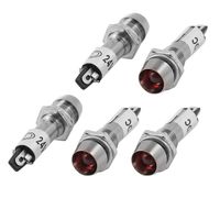 Uxcell a14050300ux0148 Threaded LED Light Signal Indicator Lamp, DC 24V, 5 Piece, 8 mm, Red