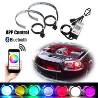 Bluetooth APP Wireless Remote Control 12-SMD RGB LED Demon Eye Halo Ring Kit For Car Auto Motorcycle Headlight Projectors or 2.8" 3.0" Retrofit Projector Lens