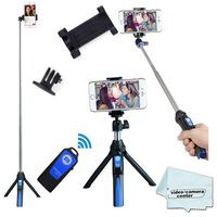 Benro BK10 Handheld & Tripod 3 in 1 Self-Portrait Monopod Extendable Phone Selfie Stick with Wireless Remote Shutter for iPhone X 8 7 6s Plus Samsung Galaxy Edge Gopro Hero 7,Hero 6 Hero5 (Black/Blue)