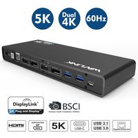 WAVLINK Dual 4K USB C Type A Laptop Docking Station,Single 5K/ Dual 4K @60Hz Video Outputs Dual Monitor for Windows,(2 HDMI & 2 DP, Gigabit Ethernet, 6 USB 3.0,) DL6950-PD Function Not Supported