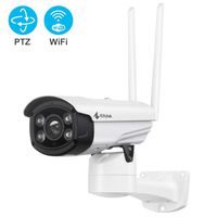 Kittyhok Wireless Security Camera Outdoor, 1080P FHD WiFi PTZ Camera Surveillance Cameras with Spot Light and Siren Alarm, 100ft Color Night Vision, 2-Way Audio, Motion Detection, Remote Access