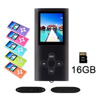 RHDTShop MP3 MP4 Player with a 16 GB Micro SD card, Support UP to 64GB TF Card, Portable Digital Music Player/Video/Voice recorder/FM Radio/E-Book Reader, Ultra Slim 1.7" LCD Screen, Black