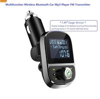 1.44"LCD Display Bluetooth FM Transmitter Car Mp3 Player USB Bluetooth Transmitter Wireless Bluetooth Aux Transmitter for Car with Hand-Free Calling/Music Player Support TF Card USB AUX I/O (Black)