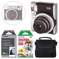 FUJIFILM INSTAX Mini 90 Neo Classic Instant Camera (Black) + Fujifilm Instax Instant Film (20 Exposures) & Instax Mini Monochrome Film (10 Exposures) + Camera Case - Deluxe Accessory Bundle