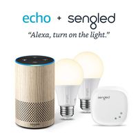 Echo (2nd Generation) - Oak Finish with 2 Smart Bulb Kit by Sengled
