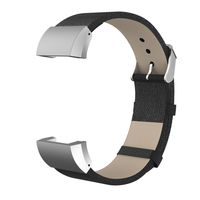 Fitbit Charge 2 Band, Newest Genuine Leather With Watch Buckle Design Replacement Watch Bands Wristband Bracelet Strap for Fitbit Charge 2 (No Tracker) (Style B: Black, 6 - 8.3 Inches wrist)