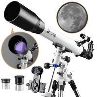 DoubleSun Telescope with Equatorial Mount-Refractor Scope 70mm Aperture and 700mm Focal Length for Student Kids Beginners Adults-with Smartphone Adapter and 2 PLOSSL Eyepieces