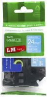 1/Pack LM Tapes - Premium 1" White Print on Blue Label (24mm 0.94 Laminated) Compatible with Brother TZe-555 P-Touch Tape and Comes with a Great Tape Color/Size Guide for Easy reordering.