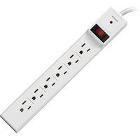 Compucessory 55155 Power Strip,6 Outlet,Built-in Circuit Breaker,6-Ft Cord,Gray