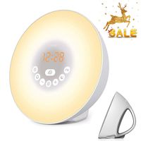 Sunrise Alarm Clock, LED Digital Clock Wake Up Light for Bedrooms with Touch Control 7 Colors Light, 6 Natural Sounds, FM Radio and Snooze/Sunset Simulation Wake Up for Sleep Kids,Adults (White)
