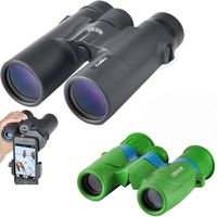 Gosky Compact Parent-Child Binoculars Kits - 10x42 HD Professional Binoculars for Adults &6x21 Lovely Green Folding Binoculars for Kids - Best Gift for Father & Kids for Hiking Camping Travel Outdoor