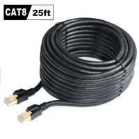Ethernet Cable 25ft Cat 8,40Gbps 2000Mhz 26AWG High Speed Gigabit Internet Cable 25 feet (Fluke Certified) UKYEE Outdoor&Indoor SFTP RJ45 Network Cables for Switch/Router/Patch Modem Black