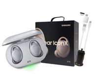 Samsung Gear IconX (2018 Edition) Gray Bluetooth Cord-Free Fitness Earbuds, w/On-Board 4Gb MP3 Player - with Car Charger & OTG C (Renewed)