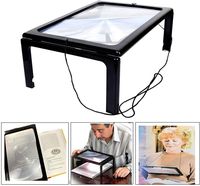 DYHQQ A4 Full-Page Rectangular 3X Magnifier Large Hands-Free Magnifying Glass LED Lighted Illuminated Foldable Desktop Portable for Elder Kids