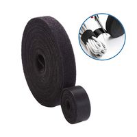 Reusable Fastening Tape Cable Ties Roll 3/5 Inch Double Side Hook Roll Hook and Loop Cord Management Wire Organizer Straps Black 12.6 Yard