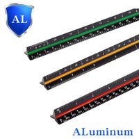 Sooez 12" Architectural Scale Ruler, Aluminum Color-Coded Grooves Triangular Scale Laser Etched Metal Triangular Architect Scale Ruler Solid Architecture Ruler, Black