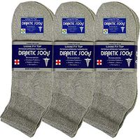 USBingoshop 3 Pairs Mens Physicians Approved Crew Ankle Diabetic Socks Cotton (V-3-PK-DAnkle-Gray)