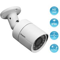 1080P HD Home CCTV Security Camera，Outdoor Weatherproof Bullet Surveillance Camera, 2MP 1920TVL Hybrid 4-in-1 TVI/CVI/AHD/960H CVBS 24PCS IR LEDs 65ft Night Vision Wired Security Cameras (White)