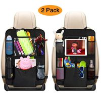 mixigoo Car Back Seat Organizer Kids - Car Organizers Covers Protectors with 10" Touch Screen Tablet Holder Large Storage Pockets Kick Mats for Toy Cartoon Journey Travel Accessories (Large Pocket)
