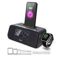 iHome iPLWBT5B Alarm Clock FM Bluetooth Radio with Lightning iPhone and iWatch Charging Dock Station for iPhone XS, XS Max, XR, X, iPhone 8/7/6 Plus USB Port to Charge any USB Device