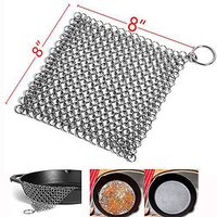 Tpfox Cast Iron Cleaner 8" x 8" Premium Stainless Steel 316L Chainmail Scrubber for Cast Iron Pan Pre-Seasoned Pan Dutch Ovens Waffle Iron Pans Scraper Cast …