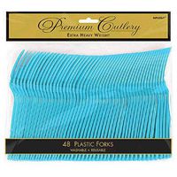 Amscan 8010.54 Premium Heavy Weight disposable-forks, 9.7 x 10.3, Carribean Blue