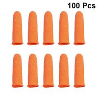 SUPVOX 100pcs Finger Sleeves Protector Finger Protection Cots for Arthritis Basketball Mallet Finger Trigger Orange Size L
