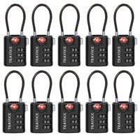 TSA Approved Luggage Locks, Travel Locks Which Also Work Great as Gym Locks, Toolbox Lock, Backpack and more, Black 10 Pack