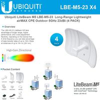 Ubiquiti LBE-M5-23 5GHz 4-PACK LiteBeam M5 23dBi Outdoor airMAX CPE up to 30+ km
