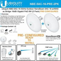 Ubiquiti NBE-5AC-16 PRECONFIGURED NanoBeam 5 ac Bridge 5GHz airMAX 16dBi (2PACK)