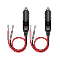 YONHAN 2-Pack 12V Fused Replacement Cigarette Lighter Male Plug with Leads & LED Light & Extension Cable