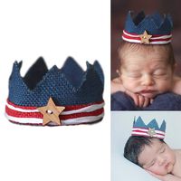Mini Burlap Crown, Newborn Photography Prop (Red - White - Blue)