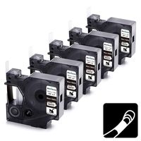 5-Pack Replace DYMO 18053 Heat Shrink Labels 3/8" Tube Compatible with DYMO Rhino 4200 5200 Industrial Label Makers and DYMO LabelWriter, Black on White, 5 Feet