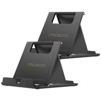 MoKo Phone/Tablet Stand, [2 Pack] Foldable Desktop Holder Fit iPhone 11 Pro Max/11 Pro/11, iPhone Xs/XS Max/XR/X, Galaxy Note 10 Plus 6.8", New iPad Air 3, Mini 5, Black