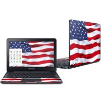 Mightyskins Skin Compatible with Samsung Chromebook 3 11.6" - American Flag | Protective, Durable, and Unique Vinyl Decal Wrap Cover | Easy to Apply, Remove, and Change Styles | Made in The USA