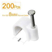 Cable Clips 8mm 200pcs White,SHD Cable Tacks Nail In Clamps Cable Straps Wire Staples Round Cord Management for RG6 RG59 Ethernet Cables