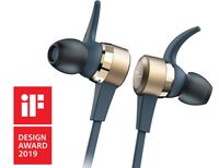 NuForce BE Live5 Wireless Audiophile Earphones with 8h Battery Life, AAC + aptX, Large 8mm Driver for deep Bass, New Innovative Battery Design and Aluminum housing (Gold)