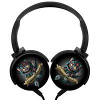 The Zombie Cheshire Stereo Headphones Lightweight With Mic Over Ear, Sport Headsets For Iphone, Ipad, Smartphone And Tv 3.5Mm Black
