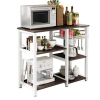 sogesfurniture 3-Tier Kitchen Baker's Rack Utility Shelf Microwave Stand with Storage and Drawer Storage Cart Workstation Shelf,Black BHUS-W5S-BK