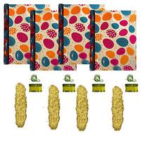 Easter Fill and Wrap Kit Cello Roll for Large Baskets Set of Four Colors Easter Egg Print & Easter Grass Fill Set for Easter Basket Gifts (4 - Yellow)