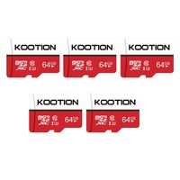 KOOTION 5-Pack 64 GB Micro SD Card 64gb Memory Card Class 10 Micro SDXC Memory Cards High-Speed TF Card UHS-3 Micro SD Cards SDXC, C10, U3, 64GB, 90Mb/s