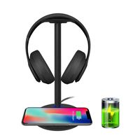 Wireless Charging with Headphone Stand New Bee Sturdy 2-in-1 Headset Holder & Wireless Charger Pad for iPhone 8/8 Plus/X Samsung S8/S8 PlusS7/S7 Edge/S6/S6 Edge with LED Indicator (Black)
