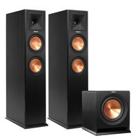 Klipsch (1 Pair) RP-260F Reference Premiere 260 Floorstanding Speaker with Dual 6.5 inch Cerametallic Cone Woofers - Each (Ebony) R-110SW 10'' 200 Watt Subwoofer (Black) Bundle