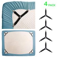 KALLC Bed Sheet Holder Straps, 4 Pack Adjustable Triangle Elastic Mattress Sheet Clips Mattress Cover Holder Fasteners Bed Sheet Fasteners Heavy Duty Grippers Clips Keeping Sheets Place for Bedding