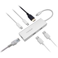 Macally USB C Hub/ 6-in-1 Type-C Adapter to HDMI, Ethernet RJ45, 2 x USB-A Ports (3.0) USB C Power Delivery Pass-Through Charger, USB C Port for Data Transfer for MacBook Pro Chromebook Laptops, Etc