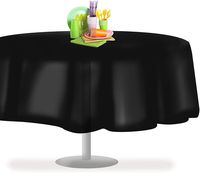 Black 84" Round 1 Pack Premium Disposable Plastic Tablecloth 84 Inch Round Table Cover By Grandipity